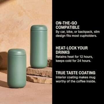 Fellow 16 oz Carter Move Travel Mug - Vacuum-Insulated Stainless Steel Travel Coffee Mug - Coffee Tu...