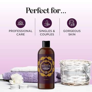 Aromatherapy Sensual Massage Oil for Couples - Relaxing Full Body Massage Oil for Date Night with Sweet Almond Oil - Vegan Lavender Massage Oil for Massage Therapy Smooth Gliding Formula 16 Fl Oz