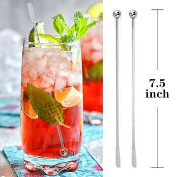 Csdtylh 15Pcs Metal Stir Sticks, Stainless Coffee Stirrers Reusable, Swizzle Sticks for Cocktails, Multifunctional Stir Sticks for Epoxy, Resin, Coffee, Wine, Drinks, Tea, Paint, Crafts, Ink,Oil,etc.