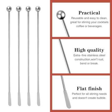 Csdtylh 15Pcs Metal Stir Sticks, Stainless Coffee Stirrers Reusable, Swizzle Sticks for Cocktails, Multifunctional Stir Sticks for Epoxy, Resin, Coffee, Wine, Drinks, Tea, Paint, Crafts, Ink,Oil,etc.