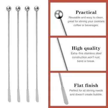 Csdtylh 15Pcs Metal Stir Sticks, Stainless Coffee Stirrers Reusable, Swizzle Sticks for Cocktails, Multifunctional Stir Sticks for Epoxy, Resin, Coffee, Wine, Drinks, Tea, Paint, Crafts, Ink,Oil,etc.