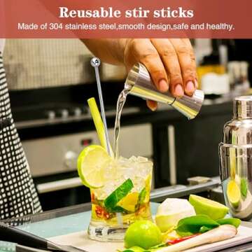 Csdtylh 15Pcs Metal Stir Sticks, Stainless Coffee Stirrers Reusable, Swizzle Sticks for Cocktails, Multifunctional Stir Sticks for Epoxy, Resin, Coffee, Wine, Drinks, Tea, Paint, Crafts, Ink,Oil,etc.