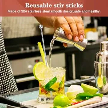 Csdtylh 15Pcs Metal Stir Sticks, Stainless Coffee Stirrers Reusable, Swizzle Sticks for Cocktails, Multifunctional Stir Sticks for Epoxy, Resin, Coffee, Wine, Drinks, Tea, Paint, Crafts, Ink,Oil,etc.