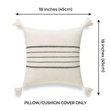 Hofdeco Modern Boho Morrocan Decorative Pillow Cover ONLY for Couch, Sofa, or Bed, Black Gray Center...