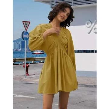 TikoMiko Women's V Neck Tunic Dress - Casual Spring Layer