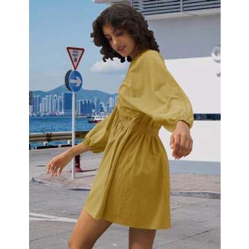 TikoMiko Women's V Neck Tunic Dress - Casual Spring Layer