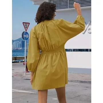 TikoMiko Women's V Neck Tunic Dress - Casual Spring Layer