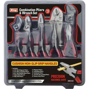 KING Pliers and Wrench Set with Rack - 10 Pieces