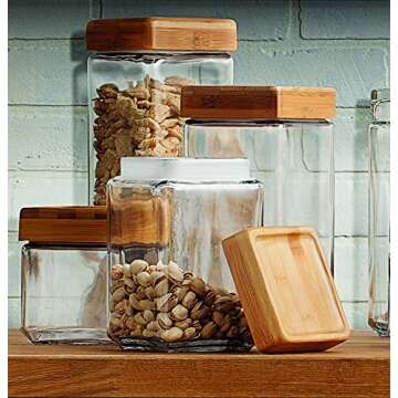 Anchor Hocking 2 Quart Glass Jar Set with Bamboo Lids
