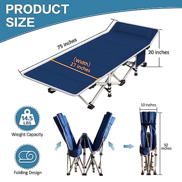 NESDCC Comfortable 2 Pack Camping Cot with Mattress for All Ages