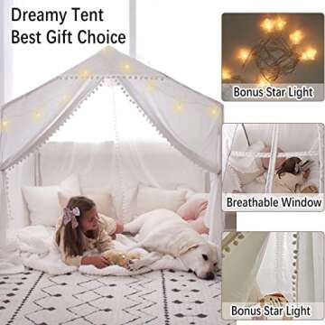 Large Kids Tent with Pompom - Indoor & Outdoor Fun