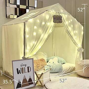 Large Kids Tent with Pompom - Indoor & Outdoor Fun