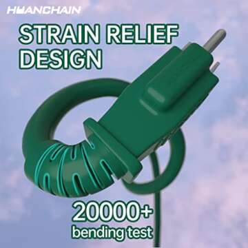 HUANCHAIN Indoor Outdoor Green Extension Cord 25 ft Waterproof, 16/3 Gauge Flexible Cold-Resistant Appliance Extension Cord Outside, 13A 1625W 16AWG SJTW, 3 Prong Heavy Duty Electric Cable, ETL