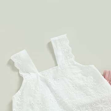 2PCS Baby Girl Sleeveless Strap Lace Crop Vest Tops + Flared Wide-Leg Pants Toddler Summer Outfits Set Clothes (Pink, 18-24 Months)