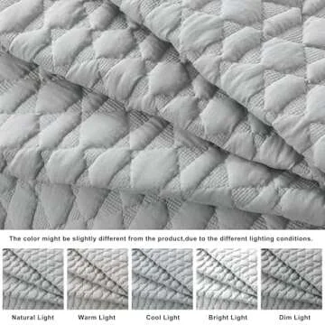 WDCOZY Light Grey Quilt King Size Bedding Set with 2 Pillow Shams, Lightweight Soft Bedspread Coverlet, Thin Comforter Bed Cover for All Season, 3 Pieces, 104x90 inches