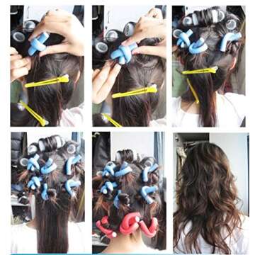 Pinkiou Hair Curlers Rollers Flexi Rods 42 Pack Twist-flex Rods 7 Sizes Flex Rods for Hair with Bag Flexi Hair Roller Set Hair Foam Curler