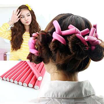 Pinkiou Hair Curlers Rollers Flexi Rods 42 Pack Twist-flex Rods 7 Sizes Flex Rods for Hair with Bag Flexi Hair Roller Set Hair Foam Curler