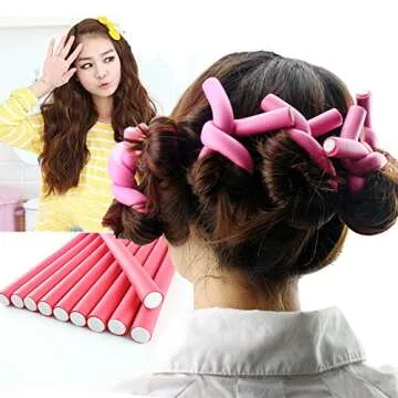 Pinkiou Hair Curlers Rollers Flexi Rods 42 Pack Twist-flex Rods 7 Sizes Flex Rods for Hair with Bag Flexi Hair Roller Set Hair Foam Curler