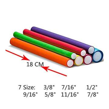 Pinkiou Hair Curlers Rollers Flexi Rods 42 Pack Twist-flex Rods 7 Sizes Flex Rods for Hair with Bag Flexi Hair Roller Set Hair Foam Curler