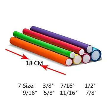 Pinkiou Hair Curlers Rollers Flexi Rods 42 Pack Twist-flex Rods 7 Sizes Flex Rods for Hair with Bag Flexi Hair Roller Set Hair Foam Curler