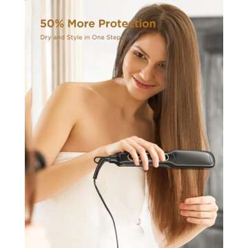 Wavytalk Hair Straightener, Titanium 1.75 Inch Vent Sesh Wide Flat Iron, Straightener for Damp or Dry Hair with Dual Voltage Leave Hair Silky Smooth, Black