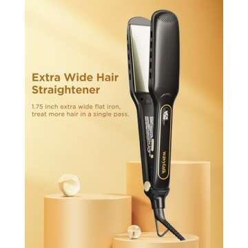 Wavytalk Hair Straightener, Titanium 1.75 Inch Vent Sesh Wide Flat Iron, Straightener for Damp or Dry Hair with Dual Voltage Leave Hair Silky Smooth, Black