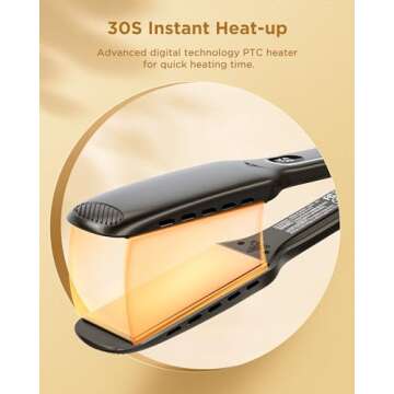 Wavytalk Hair Straightener, Titanium 1.75 Inch Vent Sesh Wide Flat Iron, Straightener for Damp or Dry Hair with Dual Voltage Leave Hair Silky Smooth, Black