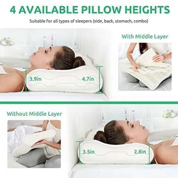 UTTU Cervical Pillow for Neck Strain Relief, Memory Foam Neck Pillow for Sleeping, Contour Cooling Pillow for Side Sleeper, Adjustable Orthopedic Sandwich Pillow, King(27.6"×15.7"×4.7"/3.9")