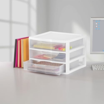 Sterilite Stackable Plastic Storage Drawer Set for Organizing