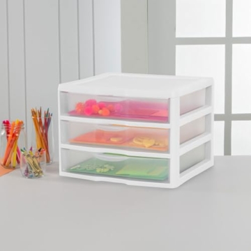 Sterilite Stackable Plastic Storage Drawer Set for Organizing