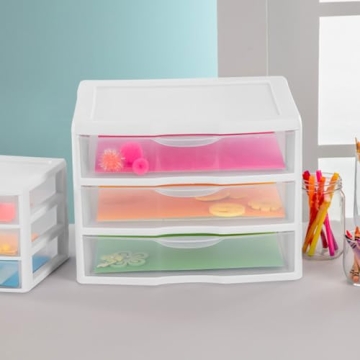 Sterilite Stackable Plastic Storage Drawer Set for Organizing