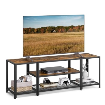 VASAGLE Modern TV Stand for 65" TVs - Industrial 3-Tier Console
