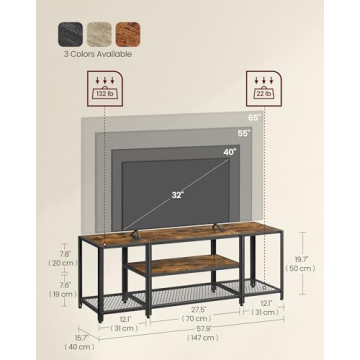 VASAGLE Modern 3-Tier TV Stand for 65" TVs