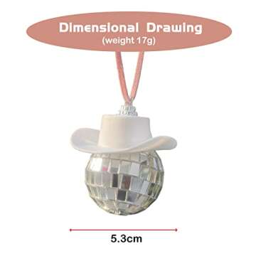 Bling Disco Ball Cowboy Hat Car Accessory - Vibrant Mirror Ornament for Cars