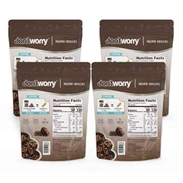 Don't Worry Chocolate Quinoa Bites - 4 Calories Perfect Keto Cookies, Healthy Snack Bars, Low Carb Low Calorie Snacks, Gluten Free High Protein Cookies - 4 Pack