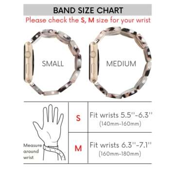 Heesch Resin Tortoise Watch Band Compatible with Apple Watch Strap for Women Stretchy Fashion Link B...