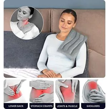 GENIANI Microwavable Heating Pad for Neck and Shoulders with Herbal Aromatherapy - Calming Weighted Cordless Neck Wrap - Heat Pad for Pain Relief and Spasm - Hot and Cold Compress (Space Gray)