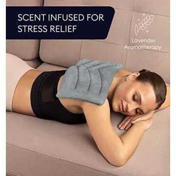 GENIANI Microwavable Heating Pad for Neck and Shoulders with Herbal Aromatherapy - Calming Weighted Cordless Neck Wrap - Heat Pad for Pain Relief and Spasm - Hot and Cold Compress (Space Gray)