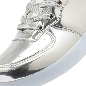 APTESOL Kids LED Light Up Shoes High Top Cool USB Rechargeable Flashing Sneakers for Halloween Xmas Birthday Gift School Party Dancing Unisex Child Boys Girls Footwear (MirrorSilver, 7 Big Kid)