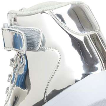 APTESOL Kids LED Light Up Shoes High Top Cool USB Rechargeable Flashing Sneakers for Halloween Xmas Birthday Gift School Party Dancing Unisex Child Boys Girls Footwear (MirrorSilver, 7 Big Kid)