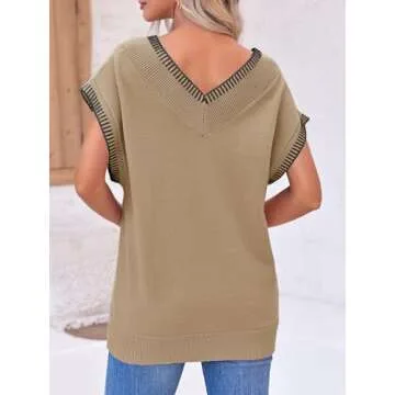 Saodimallsu Womens V Neck Sweater Vest for Summer Fashion