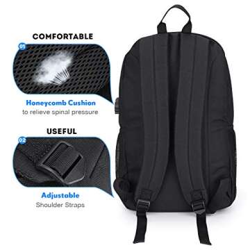 Pawsky School Backpack for Teen Boys, Skateboard Anime Luminous Backpack with USB Charging Port, Anti Theft Lock and Pencil Case, College School Bookbag Lightweight Laptop Bag, Black