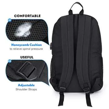 Pawsky School Backpack for Teen Boys, Skateboard Anime Luminous Backpack with USB Charging Port, Anti Theft Lock and Pencil Case, College School Bookbag Lightweight Laptop Bag, Black