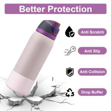 YOUCOX Silicone Boot for Owala Water Bottle 24 oz 32 oz 40 oz, 2PCS Anti-Slip Protective Sleeve for FreeSip/Twist/Flip Water Bottles, BPA Free, Dishwasher Safe, Bottom Bumper Cover Cup Accessories