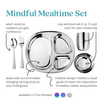 Ahimsa Kids Stainless Steel Dinnerware Set - 5 Pieces