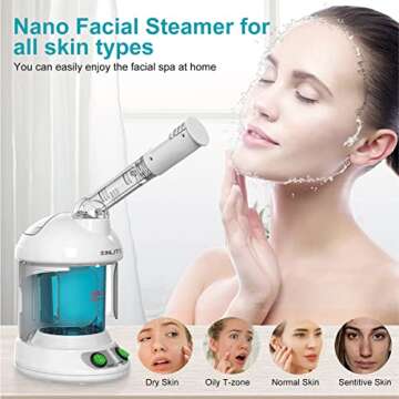 KINLITO Facial Steamer Portable Ionic Ozone with Adjustable Arm