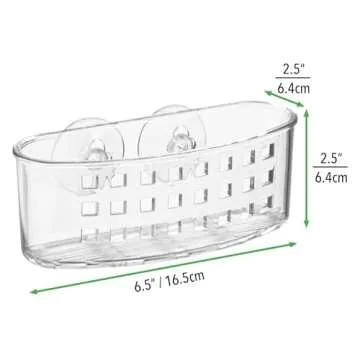 mDesign Plastic Suction Shower Caddy Storage Basket - Soap and Sponge Holder for Bathroom Organization of Body Wash, Loofahs, Razors, Small Shampoo and Conditioner Bottles, Bath Bombs - 3 Pack - Clear