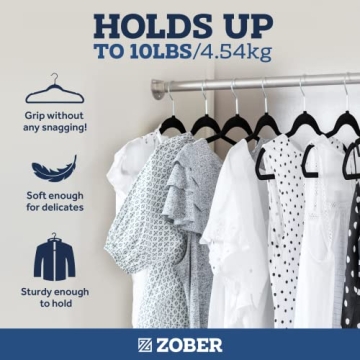 Zober Velvet Hangers 30 Pack for Coats and Dresses - Non Slip