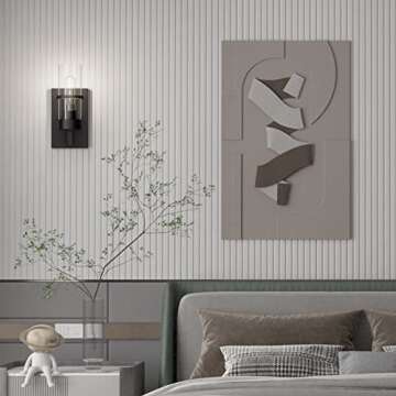 Tipace Black Hardwired Wall Sconces Set of 2,Modern Bathroom Vanity Sconces Wall Lighting with Clear Glass Shade,Farmhouse Wall Mount Lights for Mirror Bedroom Living Room Hallway Kitchen