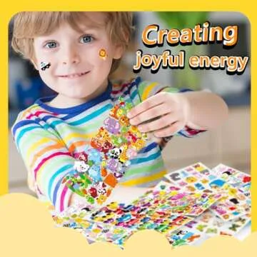 Eukynlre 3D Puffy Stickers for Kids Cute Sticker Pack for Girls Animal Stickers for Toddlers 2-4 Years, Including Dinosaur, Fish, Heart, Car, Numbers and More (16 Sheets, 750 Pcs)